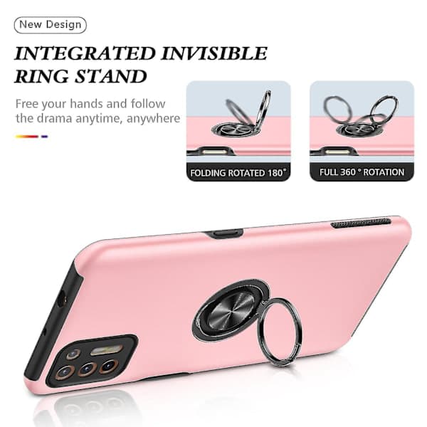 For Motorola Moto G9 Plus PC + TPU Magnetisk Deksel Rosegull