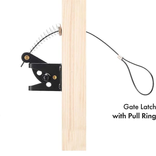 Self-locking gate latch for wooden fences, heavy duty, steel spring cable pull, gate hardware Ga