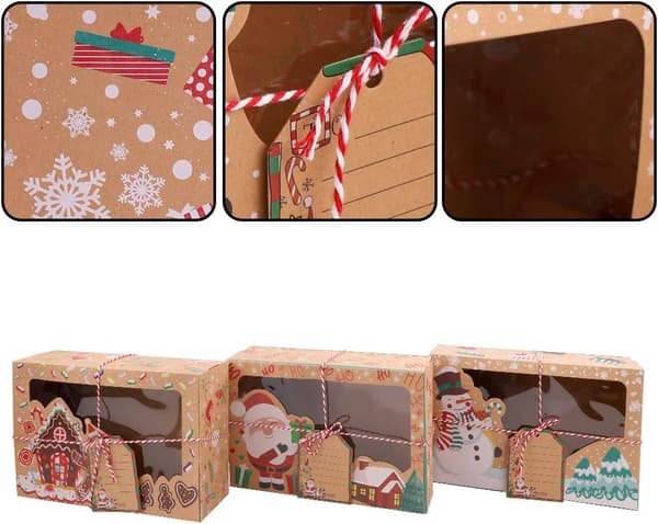 12-pack Christmas Candy Boxes with Transparent Paper Windows