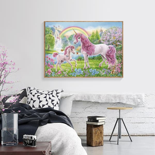 30 x 40 cm, Enhjørning Diamantmaling Diamantbroderi Maleri