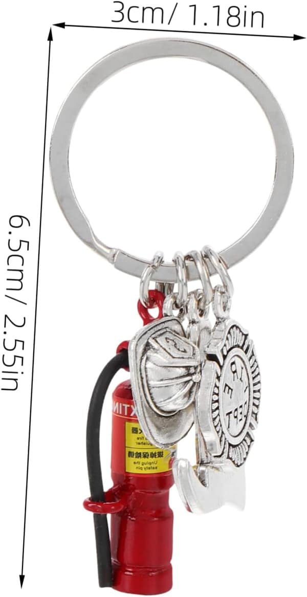 Firefighter Keychain with Fire Extinguisher and Helmet Charms Durable Appreciation Symbols