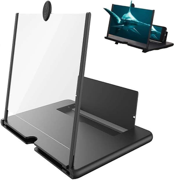 Phone Screen Magnifier, 12 Inch Thin Foldable HD Mobile Smartphone Projector Amplifier, Magnifying Screen, Portable Foldable Stand Black