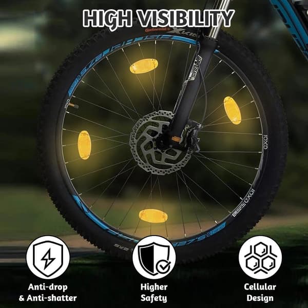 Cykelreflektor 4 delar Fram/Bak/Hjul, Mycket Reflekterande Reflektorer för Säkerhet