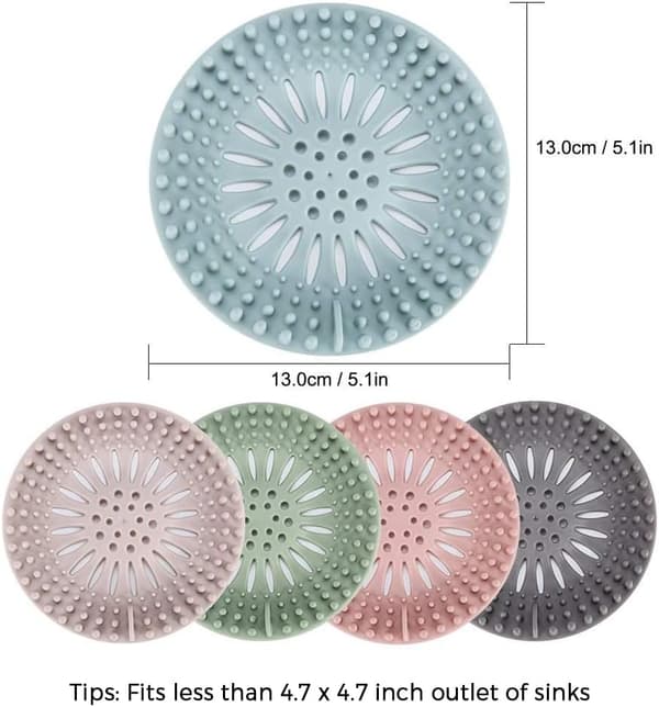 This sink and shower drain strainer/protector is made of flexible TPR material and prevents clogging.