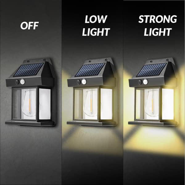 2-pack Solar Wall Lights Outdoor - Dusk to Dawn, Waterproof, 3 Lighting Modes with Motion Sensor for Fence and Garage (Black)