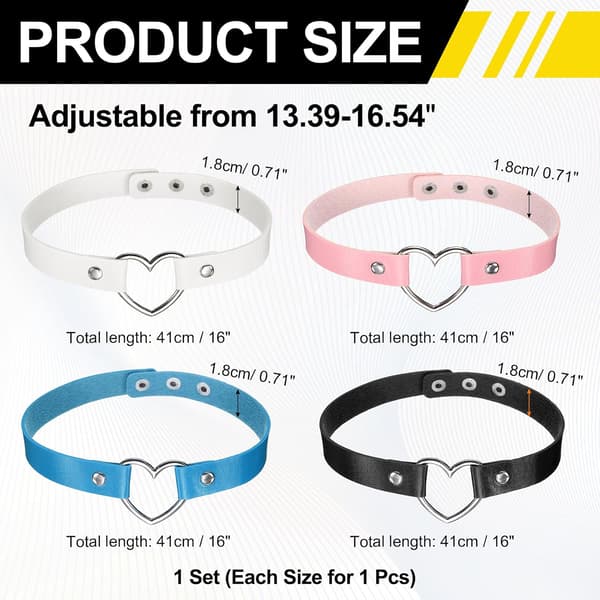 PU Läder Chokers Svart Vit Blå Rosa Black, White, Sky Blue, Pink