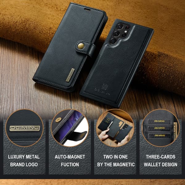 DG.MING 2-i-1 Magnetisk pung Samsung Galaxy S25 Ultra Sort[GKS]