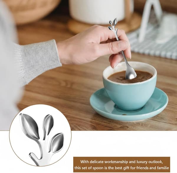 10 delar kaffeskedar, gafflar i metall för (silver) silver Silver
