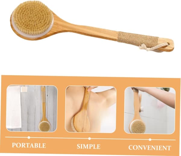 Long Handle Shower Brush Soft Bristles for Back Exfoliation Double-Sided Bath Scrubber Tool