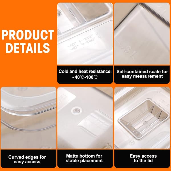 10 stk. 1/6 størrelse mad til tommer, 1,5 tommer 4 Inch (1.5 Quart)