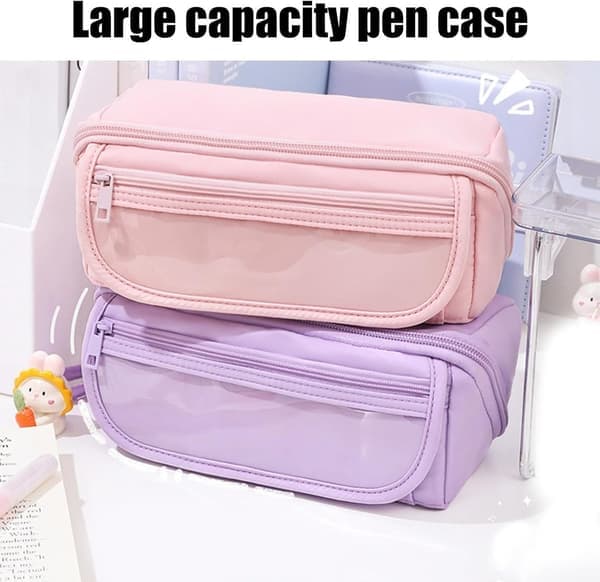 Large Pencil Case with 9 Compartments, Multifunctional Pencil Case, Standing Pencil Box for Students, Large Capacity Pencil Case Blue blue blue