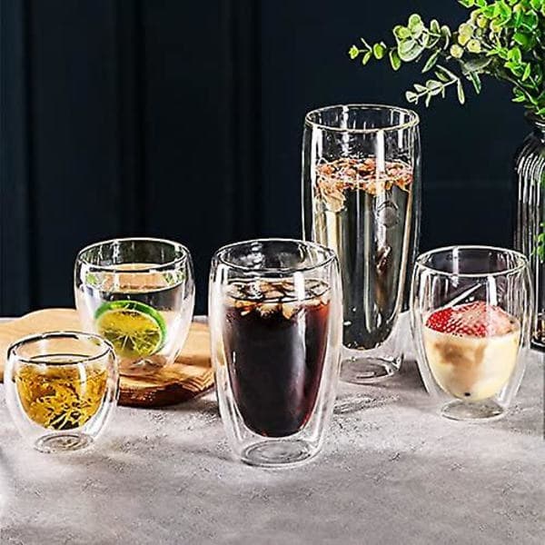 Glas Kaffekrus, Dobbeltvæggede Isolerende Termiske Kopper Drikkeglas Til Te/kaffe/latte/cappuccino/café/mælk (250ml/8.5oz)