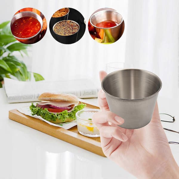 24-pak saucekopper i rustfrit stål, kommercielle dyppesaucekopper, ramekin saucekopper P