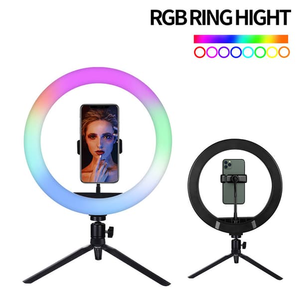 1. RGB selfie-lys 8 tommer, med to stativer