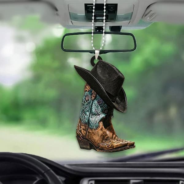 Cowboy Boots og Hatt Bil Hengende Pynt, Bilinteriør