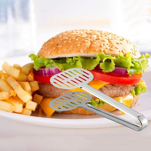 Serveringstänger i rostfritt stål, multifunktionella, skydd för musslor, hamburgartänger, kökstänger, serveringstänger, bestick för restaurang...