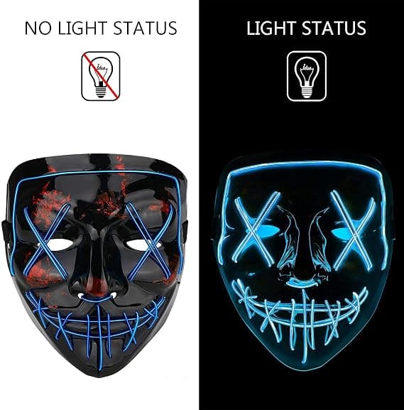 LED-kauhumaski, Halloween-maski, puhdistus 3x valotehosteella, Con