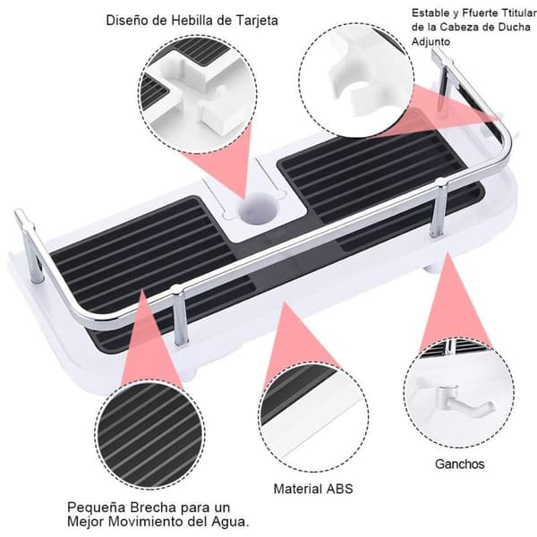 Adjustable Shower Wall Shelf, Bathroom and Kitchen Basket, Storage to Attach to Pipes, Practical Wall Shelf 30x12x6 cm