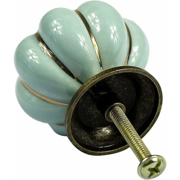 10 st Vintage European Style Ceramic Pumpkin Cabinet Knobs Dresser Drawer Pull Handles, Light Blue