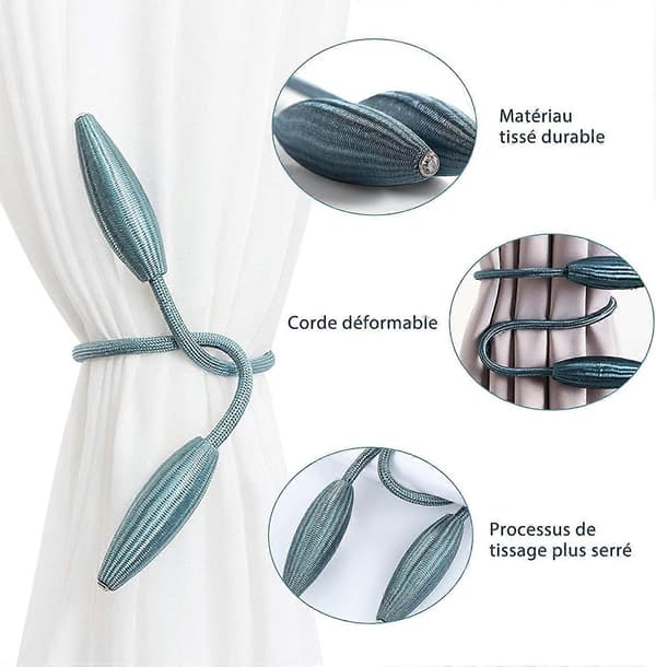 6-pack Creative Curtain Tiebacks, Decorative Curtain Tiebacks, 54 cm Creative Window Curtain Tiebacks (Turquoise) [DB]