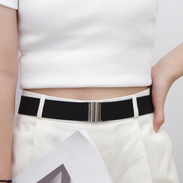Usynlig belte uten spenne for kvinner/menn Elastisk stretchbelte med flat spenne for jeans, bukser, kjoler 2 stk