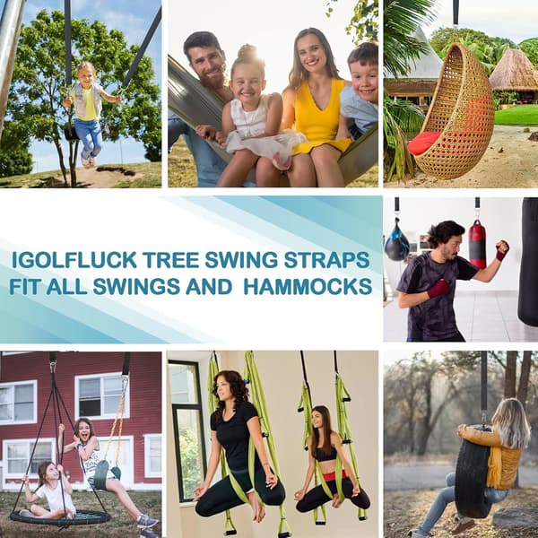 8FT Tree Swing Straps Suspension Kit, Extra Long Tree Swing Straps. Supports 2500 kg. Includes Carabiners and Tree Protectors. Safer for All 8FT