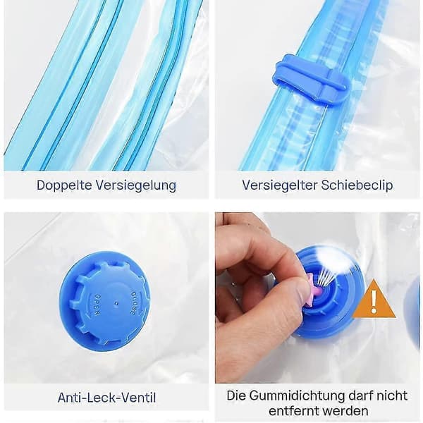 Vakuumförvaringspåsar för kläder och täcken, 6-pack