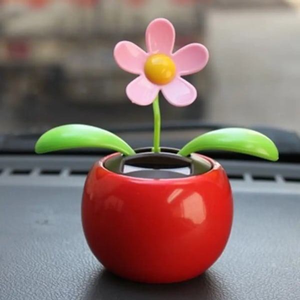 2 set Pink Blue Car Bee Happy Dancing Solar Flower, aurinkovoimalla toimiva automaattinen keinu aurinkokukka auton koristelu