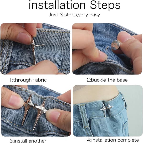 Waist Extender Stabilizer, 9 Sets Adjustable Star Buttons for Loose Jeans, No Sewing