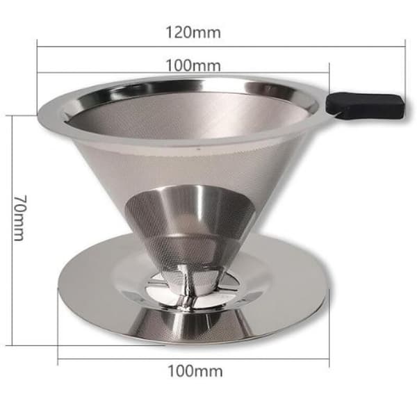 Permanent kaffefilter, 800 Mesh kaffefilter i rustfrit stål, langsom dryp genanvendeligt dobbeltnet konisk filter, til manuel kaffebrygning