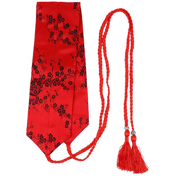 1 st vävd tofs i japansk etnisk stil broderad kimono midjebälte Midjeband Röd 68X9,5 cm Red 68X9.5CM