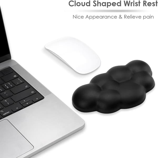 Håndledsstøttepude til mus Ergonomisk Blødt PU Læder Memory Foam Smertelindring til Håndleddet Musemåtte med Skridsikker Base (Sort)