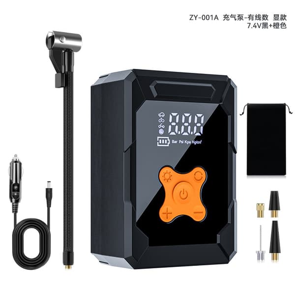 Bärbar Mini Däckpump | 12V Bil & USB Laddningspump med Digital Display | Bekväm för Fordon