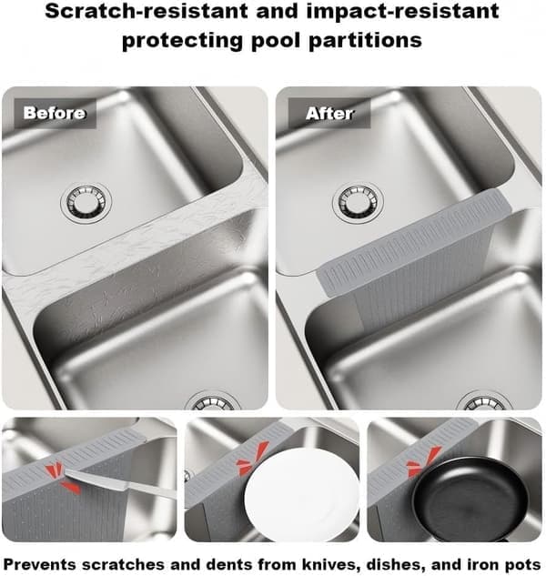 Sink Protector Mat, Durable Countertop Protection Pad, Double Sink Bridge Mat for Dishwashers, Safe and Non-Slip, Ultra-Soft Material [Ho]