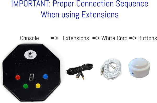 Quiz Game Answer Button Standalone System LED-Illuminated Buttons 4.5m Extension Cables 4-Pack