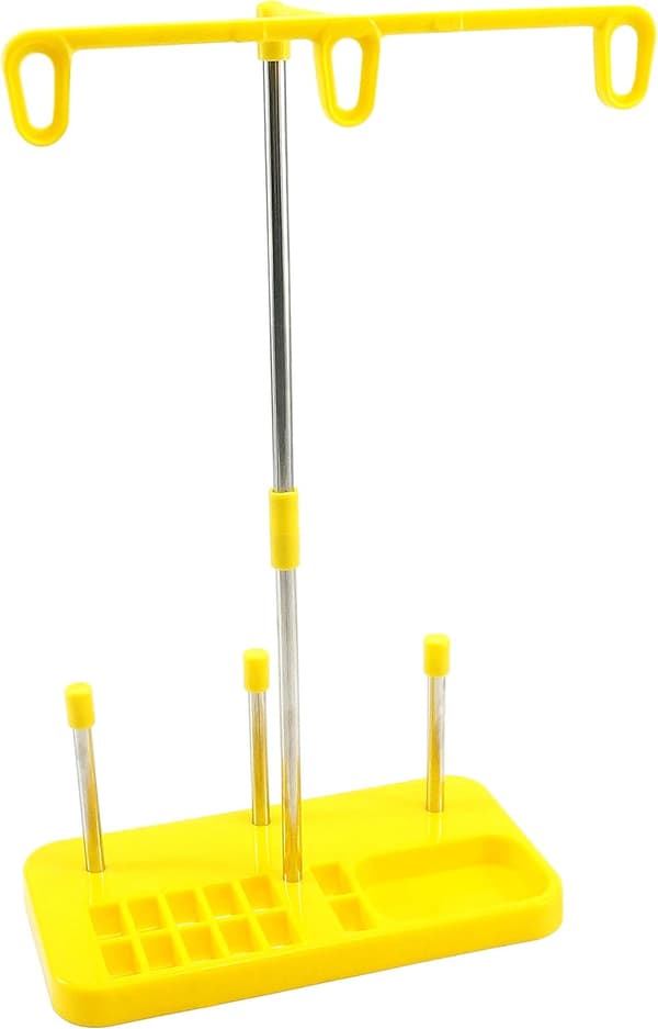 Gul - Lettvekts trådholder - 3 trådspoler - for brodering, søm, quilting