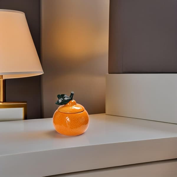 Orange Ceramic Teapot with Lid 200ml Decorative and Multifunctional Storage Jar