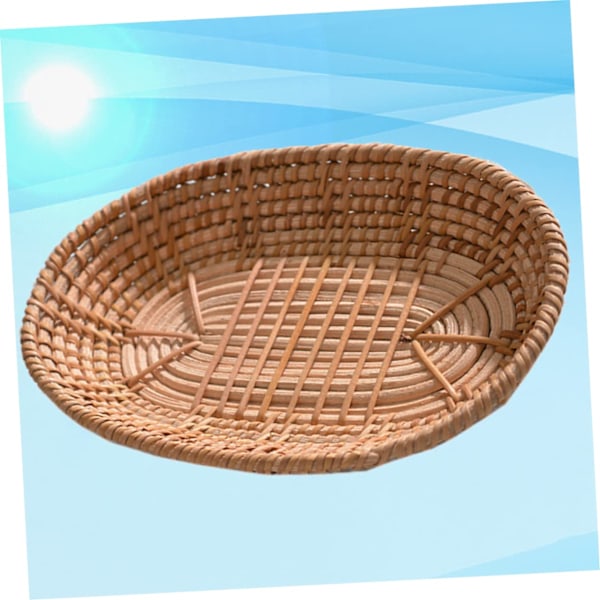 Flätad korg i rotting, oval korg, picknickkorg, oval brödkorg, naturlig flätad bricka, pilkorg