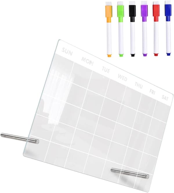 Acrylic Memo Board 9 Pieces with 2 Thumbtacks and 6 Whiteboard Pens