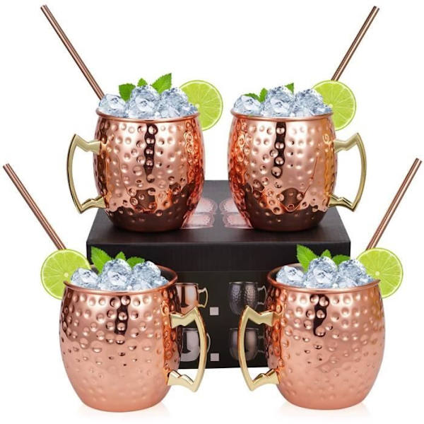 Moscow Mule Glas - Kopparglas - 500ml - 4-pack - Rostfritt stål - Diskmaskinsäker