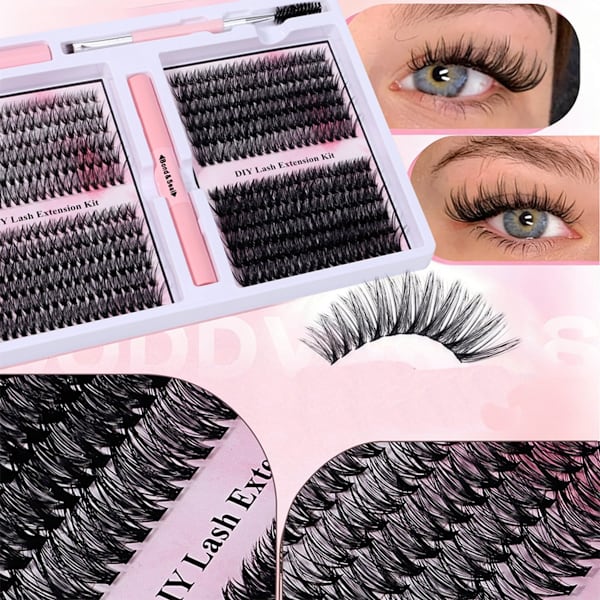 DIY Eyelash Extension Kit - Individual Cluster Lashes for Volume & Customizable Eye Makeup