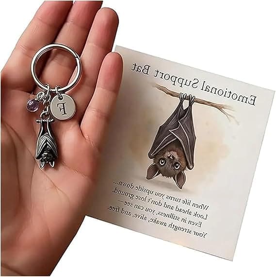 Encouraging Bat Keychain - Thoughtful Handmade Inspirational Keychain Personalized Emotional Support Gift with Bat