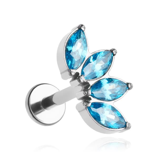 Titanium Labret Cluster Ørering med Blå Zirkoner - Sølv 1.2/8