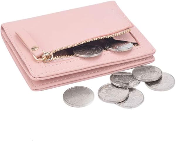 Damplånböcker Lille Bifold Læderlomme Pung Dame Mini Kort Pung (Pink)