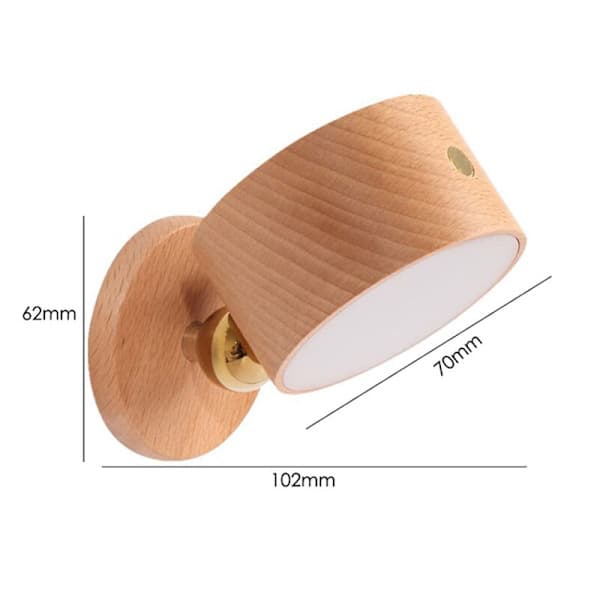 Wooden Reading Lamp, 3 Brightness Levels, Rechargeable, 360° Rotating Ball, Touch Control, Adjustable Bedside Lamp Brown