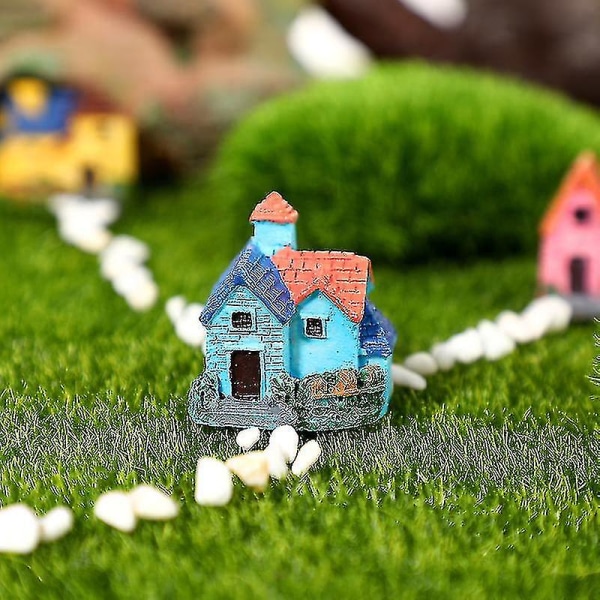 4st Miniatyr Mini Hus Bonsai Hantverk Trädgård Harts Landskap Gör själv Villa Inredning