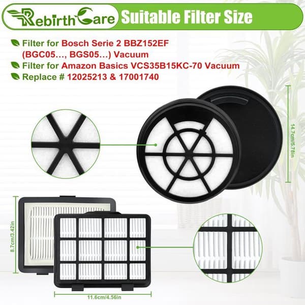 Filter til Bosch BBZ152EF Serie 2 filter BGC05… BGS05… BGC05A220A BGC05A320 BGC05A322 BGC05AAA1 BGC05AAA2 BGS05X240 dele
