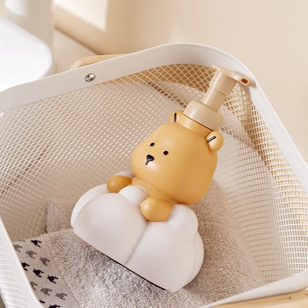 Refillable Foaming Hand Soap and Shampoo Dispenser with Cartoon Bear Design, 250ml