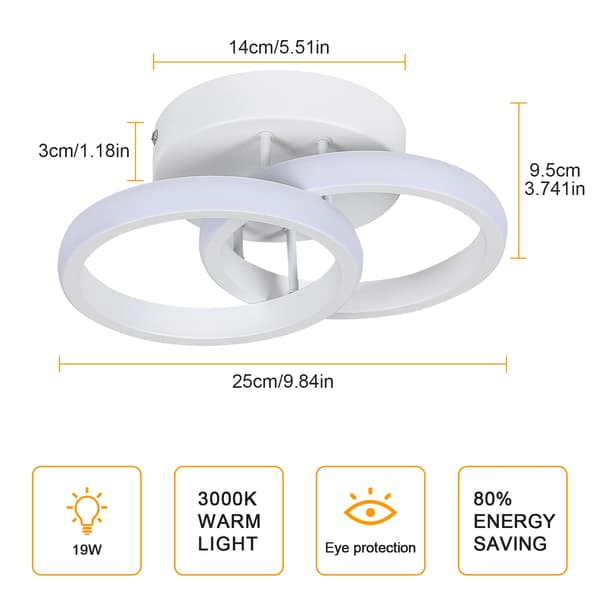 Moderne LED-loftlampe 20W LED-loftlampe Enkelt dobbelt cirkelkryds