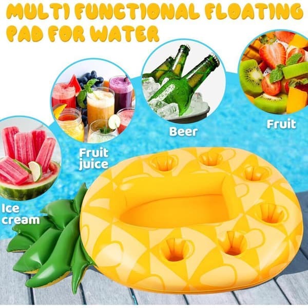 Inflatable Pineapple Cup Holder. Floating Pool Bar. Inflatable Drink Holder. Inflatable Pineapple Tray.